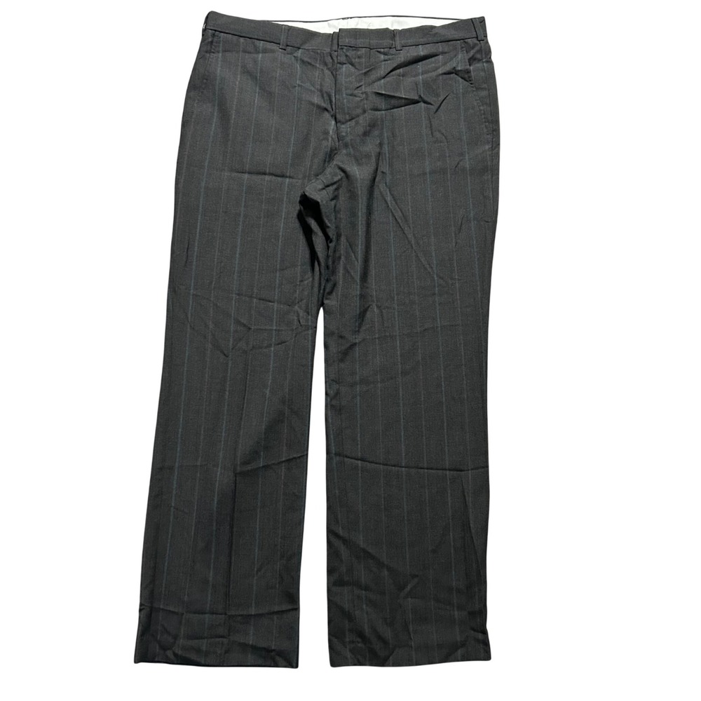 VTG Towncraft Wide Leg Dress Pants 38x30 Grey Pinstripe Wool Blend USA Made